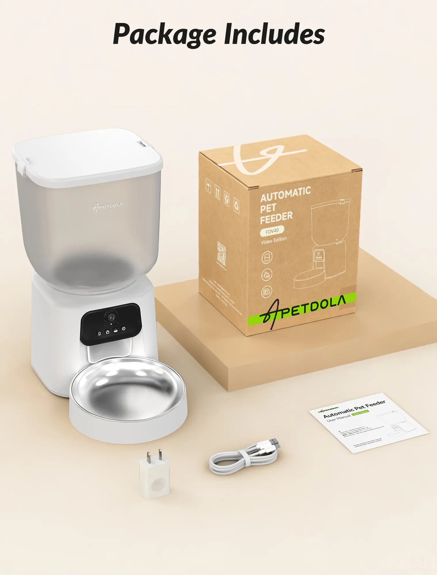 Smart Automatic Cat Feeder with Camera, 5L Timed Food Dispenser, Two-Way Audio & App Control, Includes Desiccant Bag for Cats and Dogs
