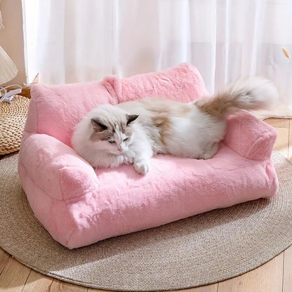 All-Season Pet Sofa Bed, Ultra Soft Warm Dog Cat Bed, Washable Removable Cover, Non-Slip Bottom, Ideal for Small to Medium Pets
