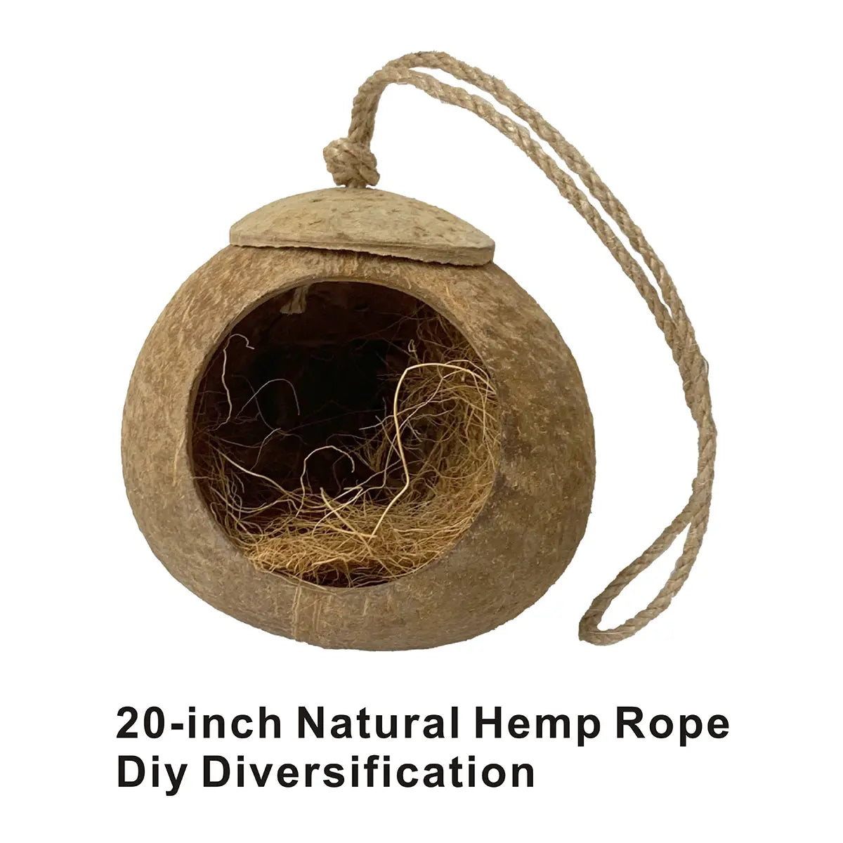 Bird Nest for Cage Natural Coconut Shell Birds House 2 Pack Parakeet Hide Breeding Hut Bird Cage Accessories & Decor Hamster Toys for Parrot Lovebirds Budgies Cockatiel Conure Finch Canary