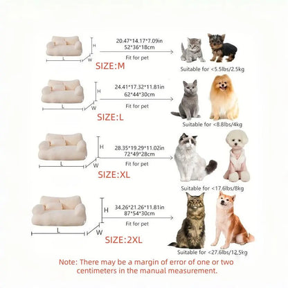 All-Season Pet Sofa Bed, Ultra Soft Warm Dog Cat Bed, Washable Removable Cover, Non-Slip Bottom, Ideal for Small to Medium Pets