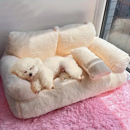 All-Season Pet Sofa Bed, Ultra Soft Warm Dog Cat Bed, Washable Removable Cover, Non-Slip Bottom, Ideal for Small to Medium Pets