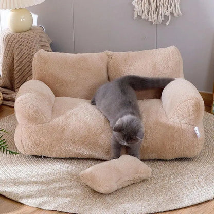 All-Season Pet Sofa Bed, Ultra Soft Warm Dog Cat Bed, Washable Removable Cover, Non-Slip Bottom, Ideal for Small to Medium Pets