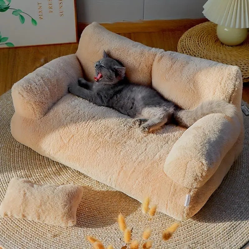 All-Season Pet Sofa Bed, Ultra Soft Warm Dog Cat Bed, Washable Removable Cover, Non-Slip Bottom, Ideal for Small to Medium Pets
